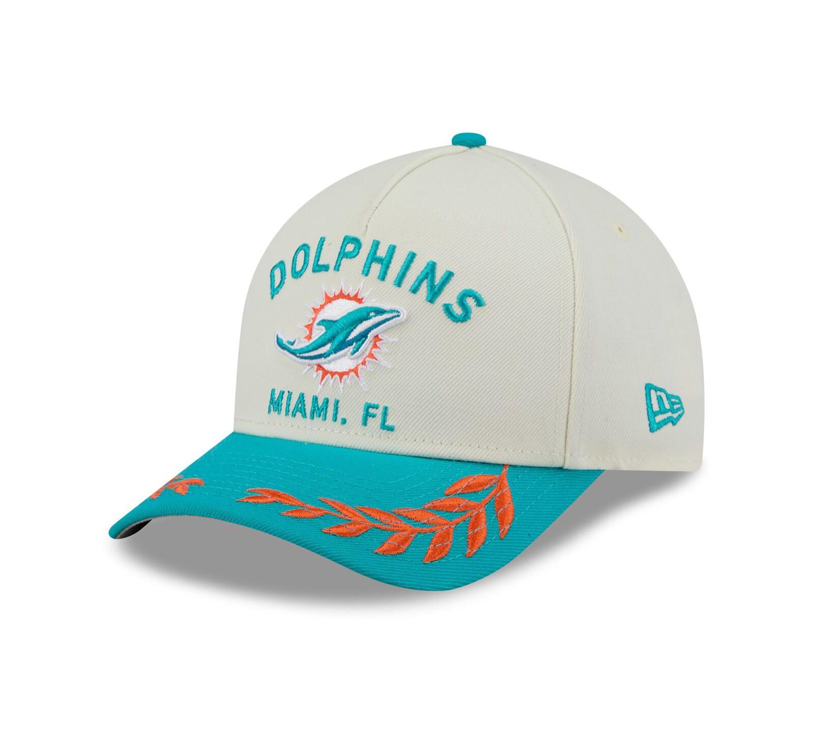 New Era мужская кепка 9FORTY A-Frame M-Crown регулируемая, Miami Dolphins 2025 NFL Draft, Cream/Aqua