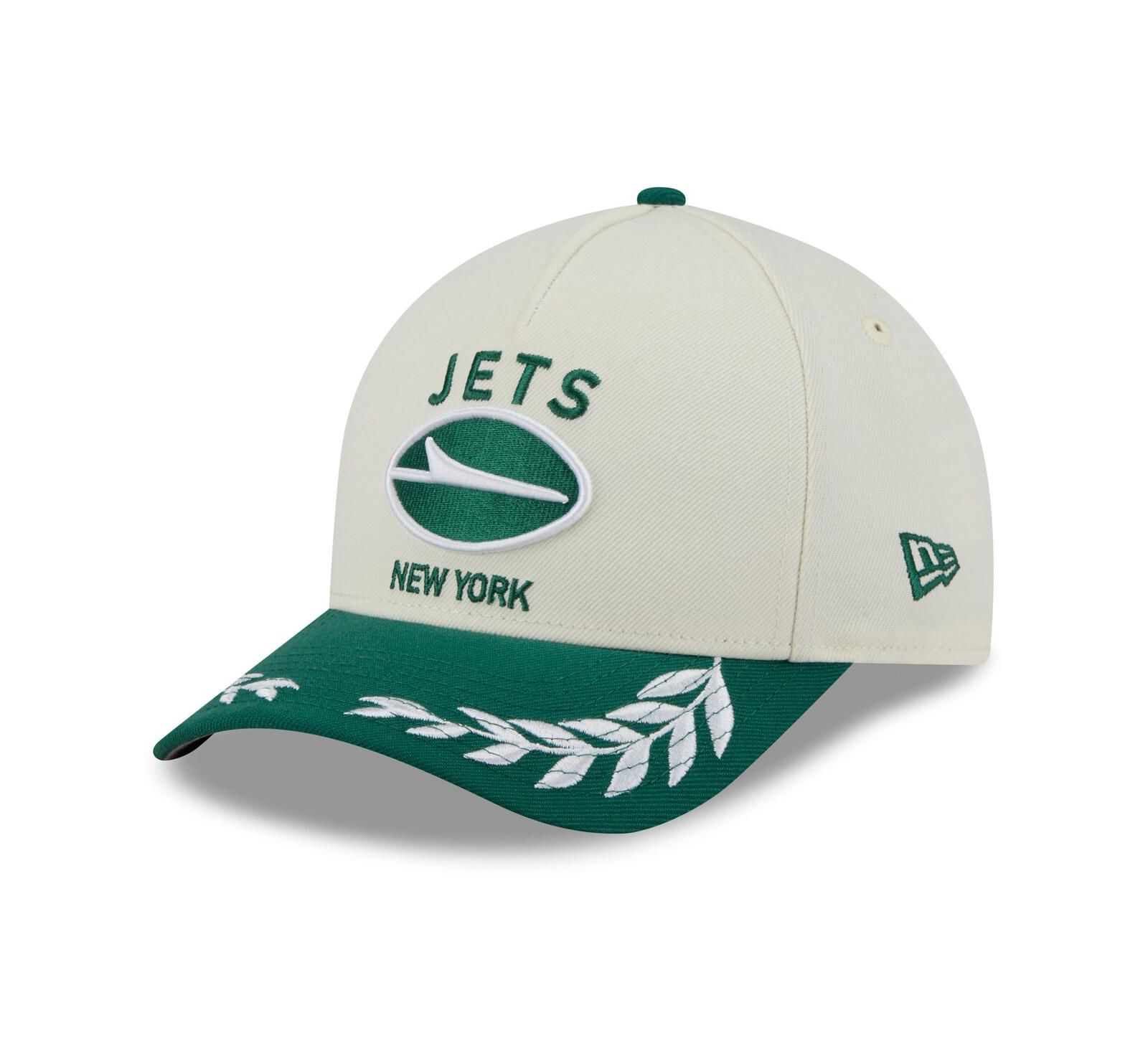 New Era Мужская кепка 9FORTY A-Frame M-Crown регулируемая, New York Jets 2025 NFL Draft, кремовый/зеленый