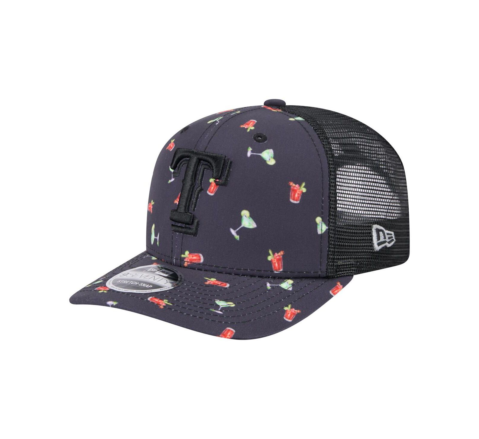 Мужская ке OP New performances Black Texas Rangers Adventure Drinks Pattern 9SEVENTY Stretch-Snap Hat