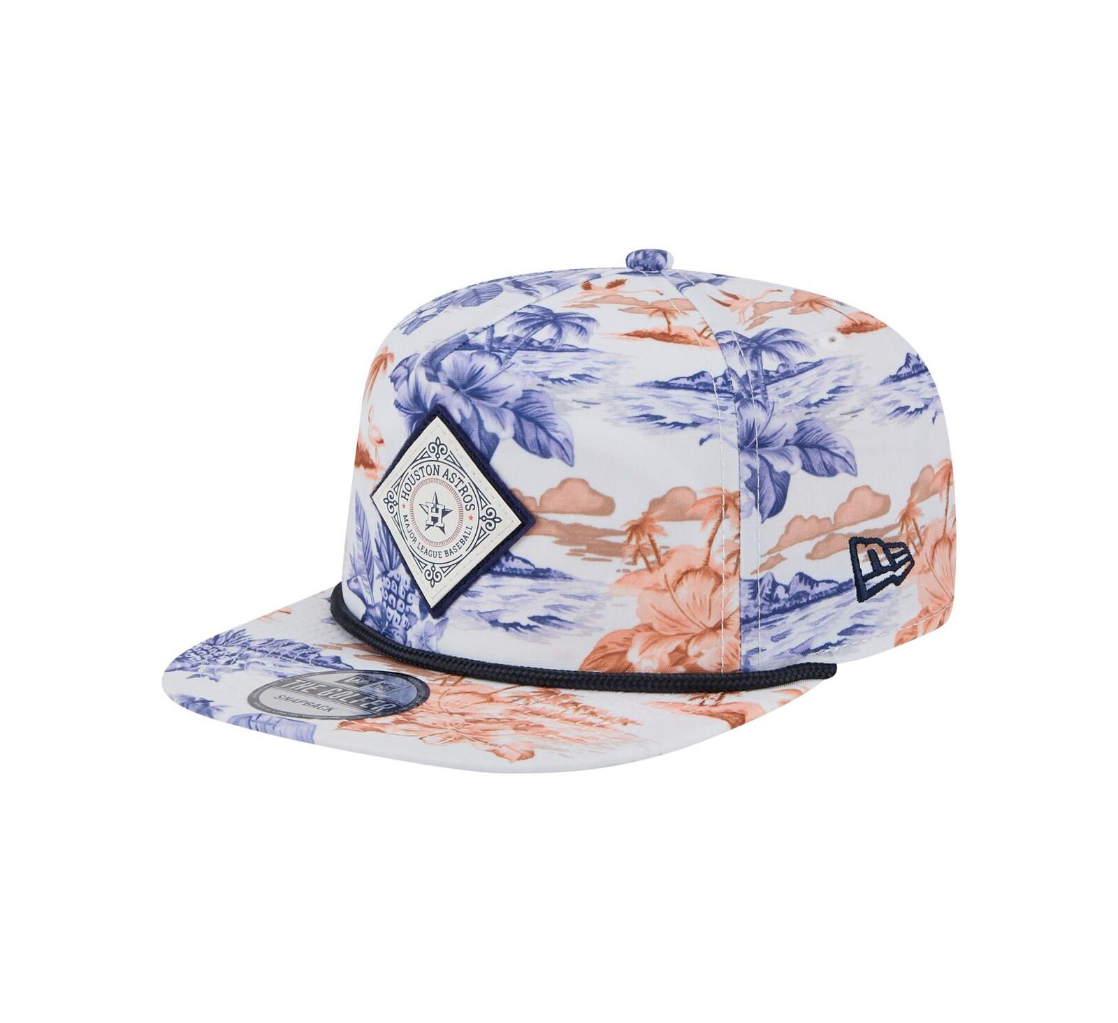 New Era Men's White Houston Astros Printed Island Golfer Snapback Hat