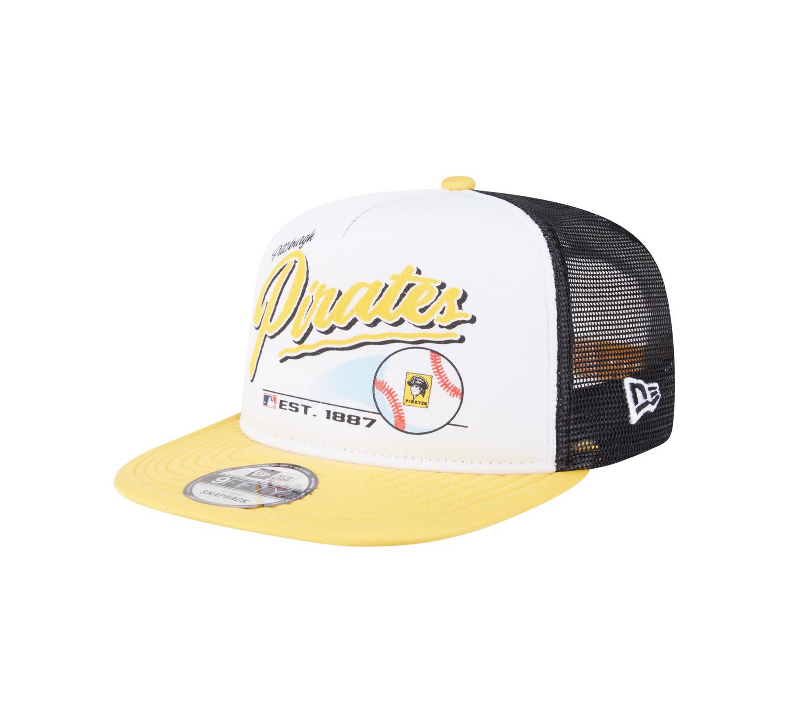 New Era Мужская кепка Trucker 9FIFTY Pittsburgh Pirates Retro Script White/Gold