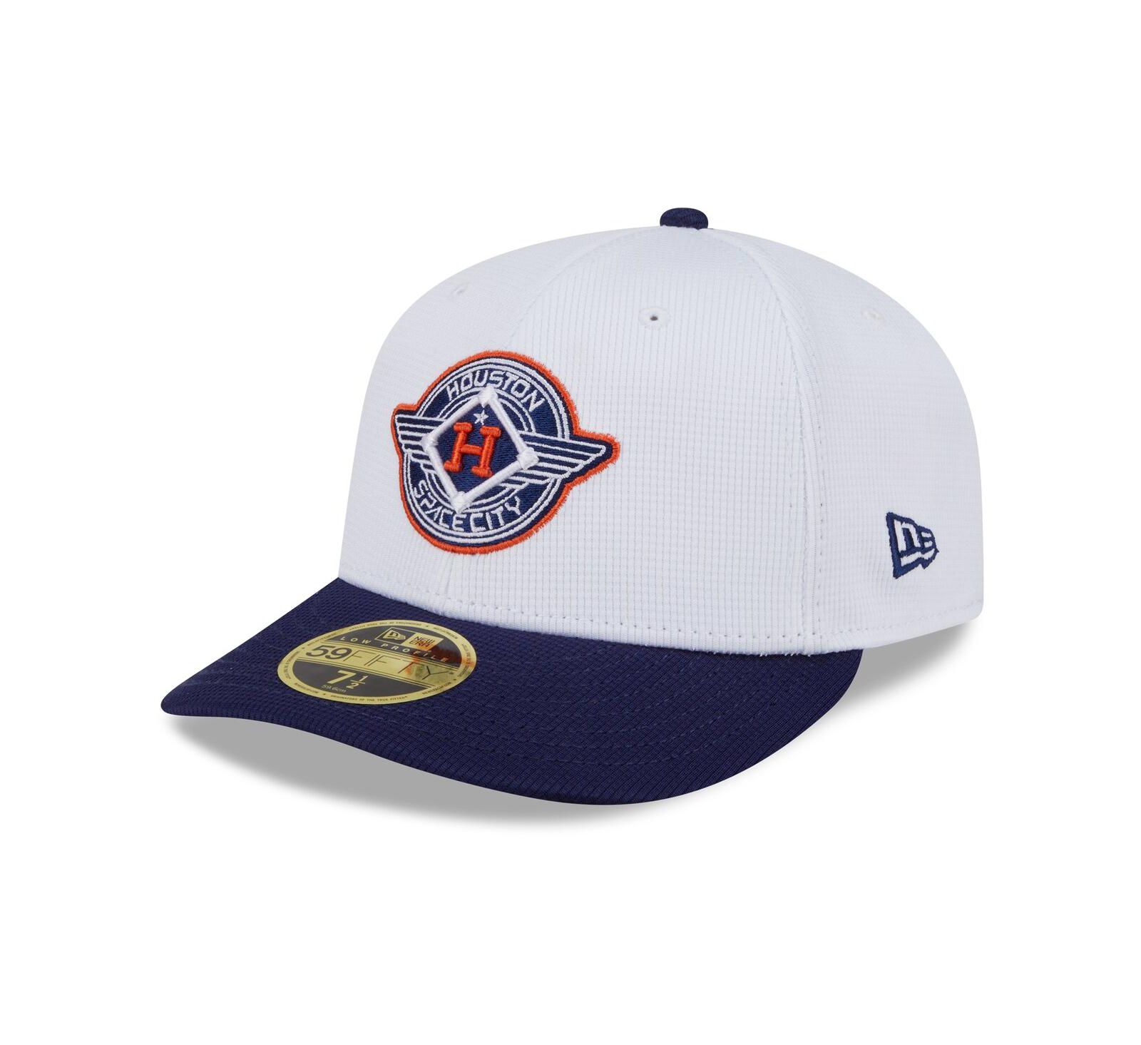 Мужская кепка New Era White/Navy Houston Astros 2025 City Connect Batting Practice Low Profile 59FIFTY Fitted