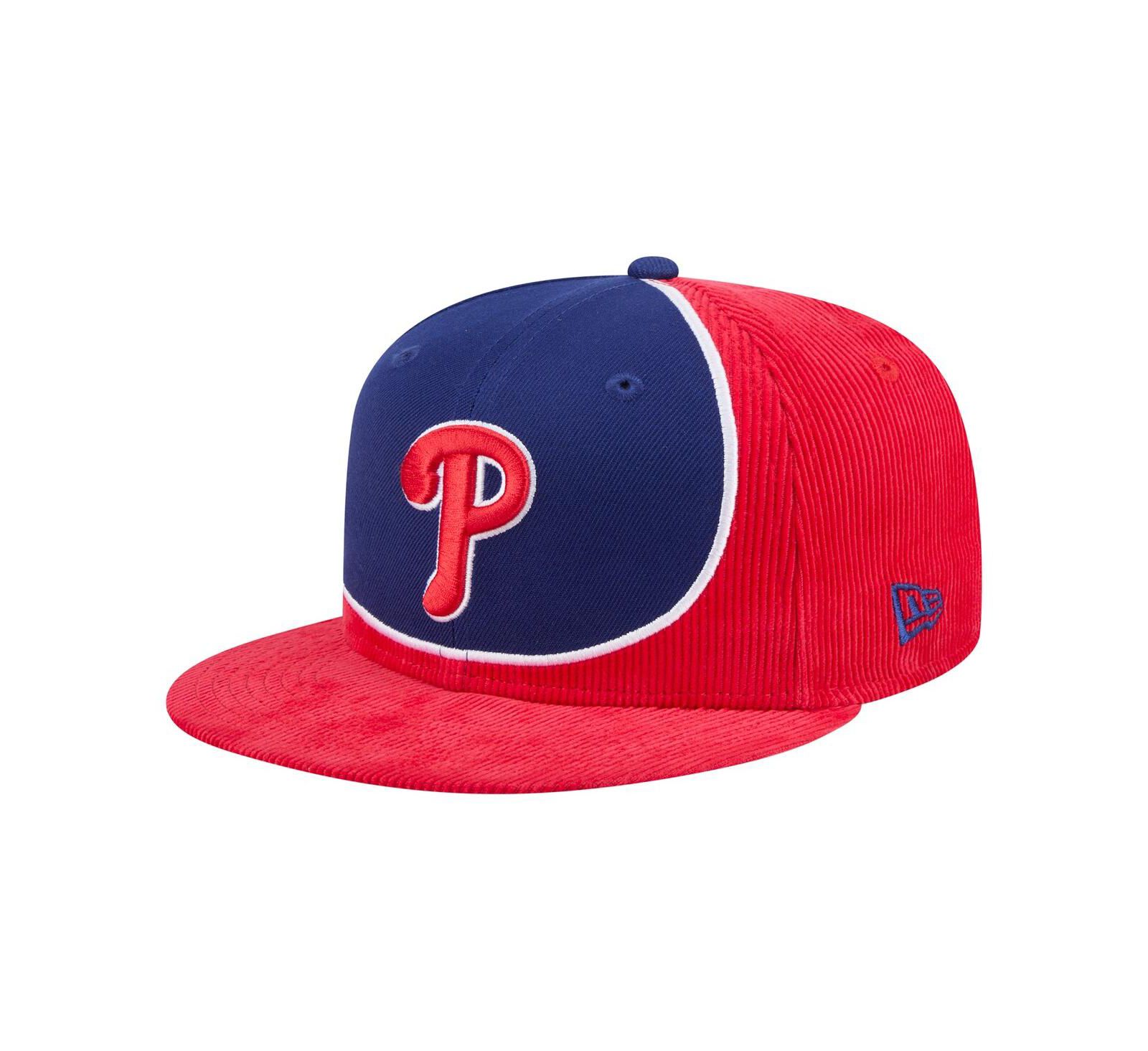 Кепка New Era Philadelphia Phillies Retro Split Corduroy Snapback, красная/синяя, Мужской