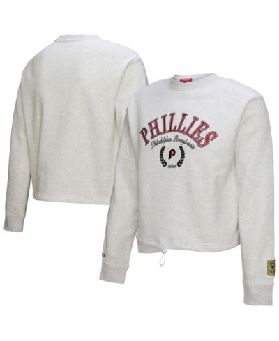 Женское укороченное свитшот-толстовка Mitchell & Ness Philadelphia Phillies Heather Gray