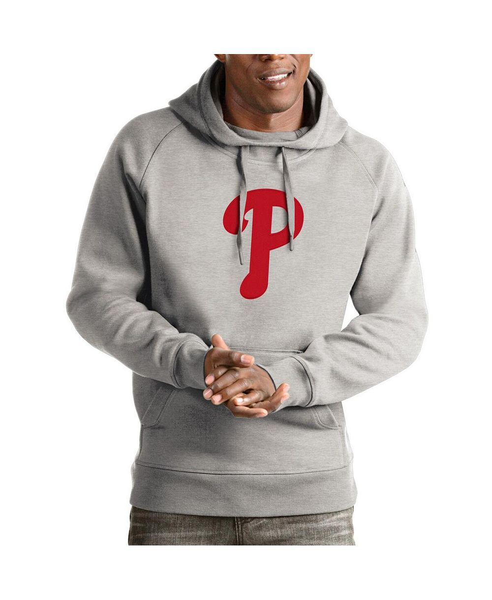 Мужское худи Antigua Heathered Gray Philadelphia Phillies Victory Pullover
