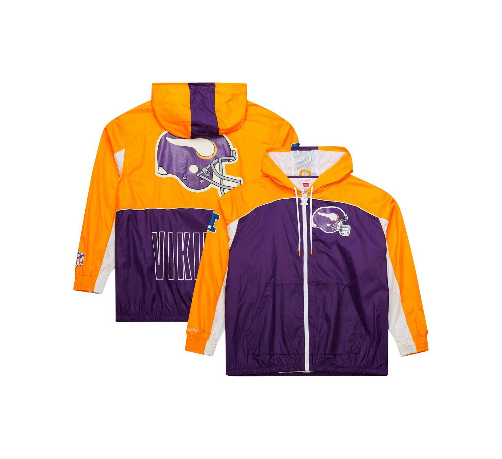 Mitchell & Ness Men's White Minnesota Vikings Big Shot Premium Full-Zip Windbreaker Jacket