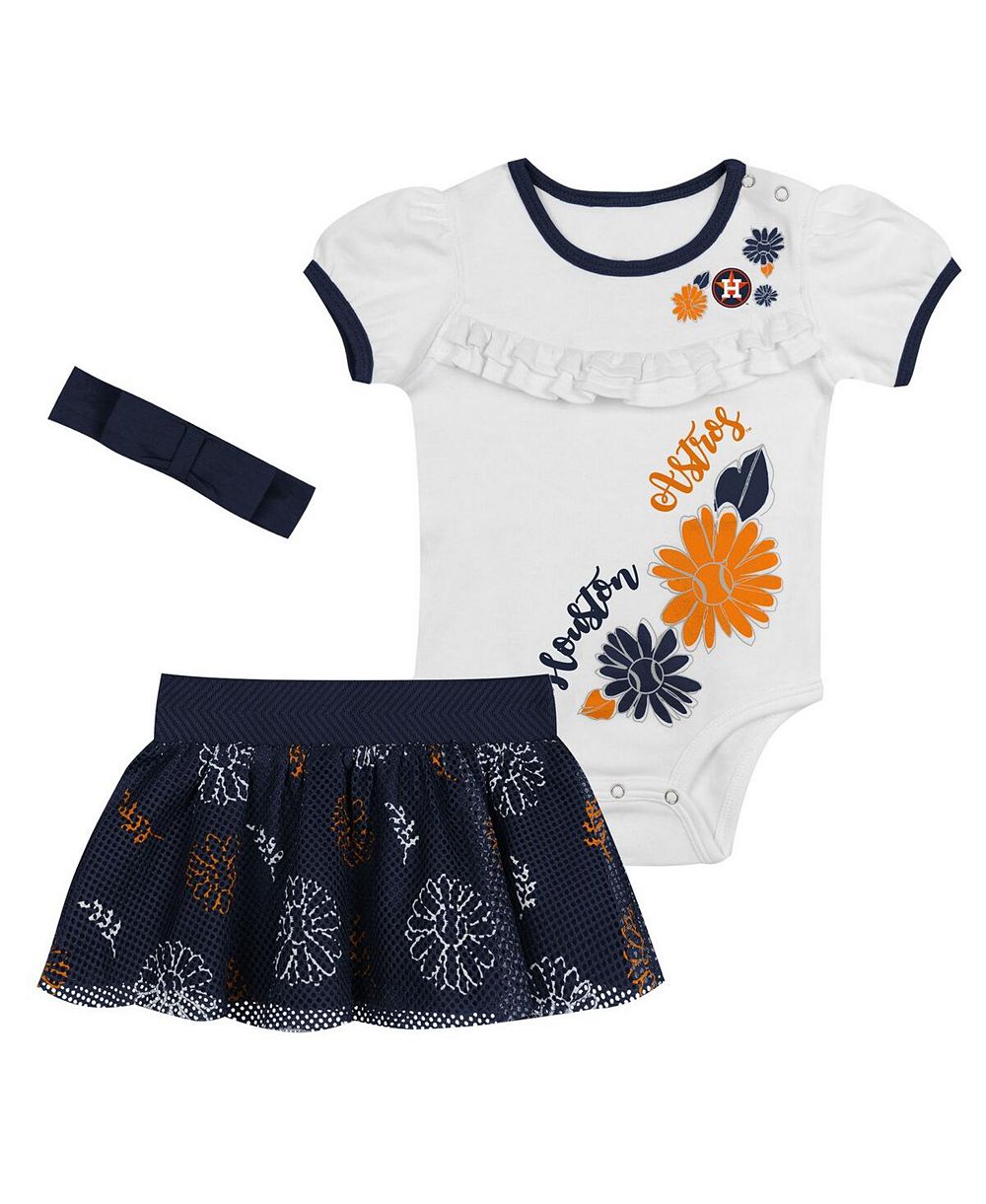 Набор Outerstuff для новорожденных 3-piece White/Navy Houston Astros: боди, повязка на голову и юбка