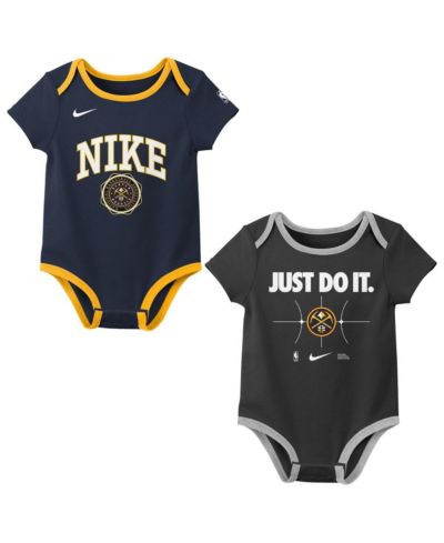 Nike Baby Boys and Girls Navy/Black Denver Nuggets Just Do It Bodysuit Set 2-Pack