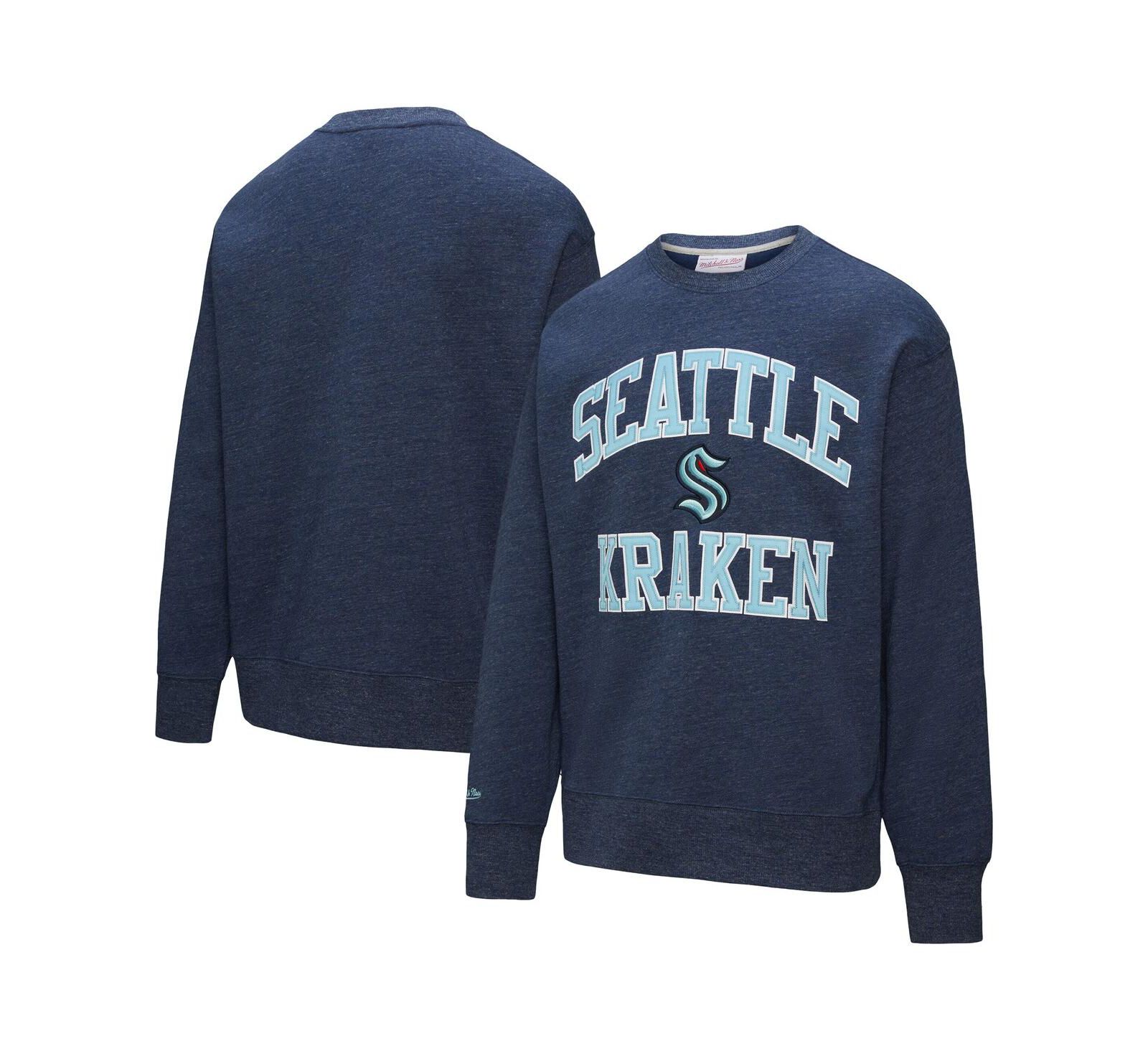 Mitchell & Ness Men's Navy Seattle Kraken Playoff Win Fleece Pullover Sweatshirt