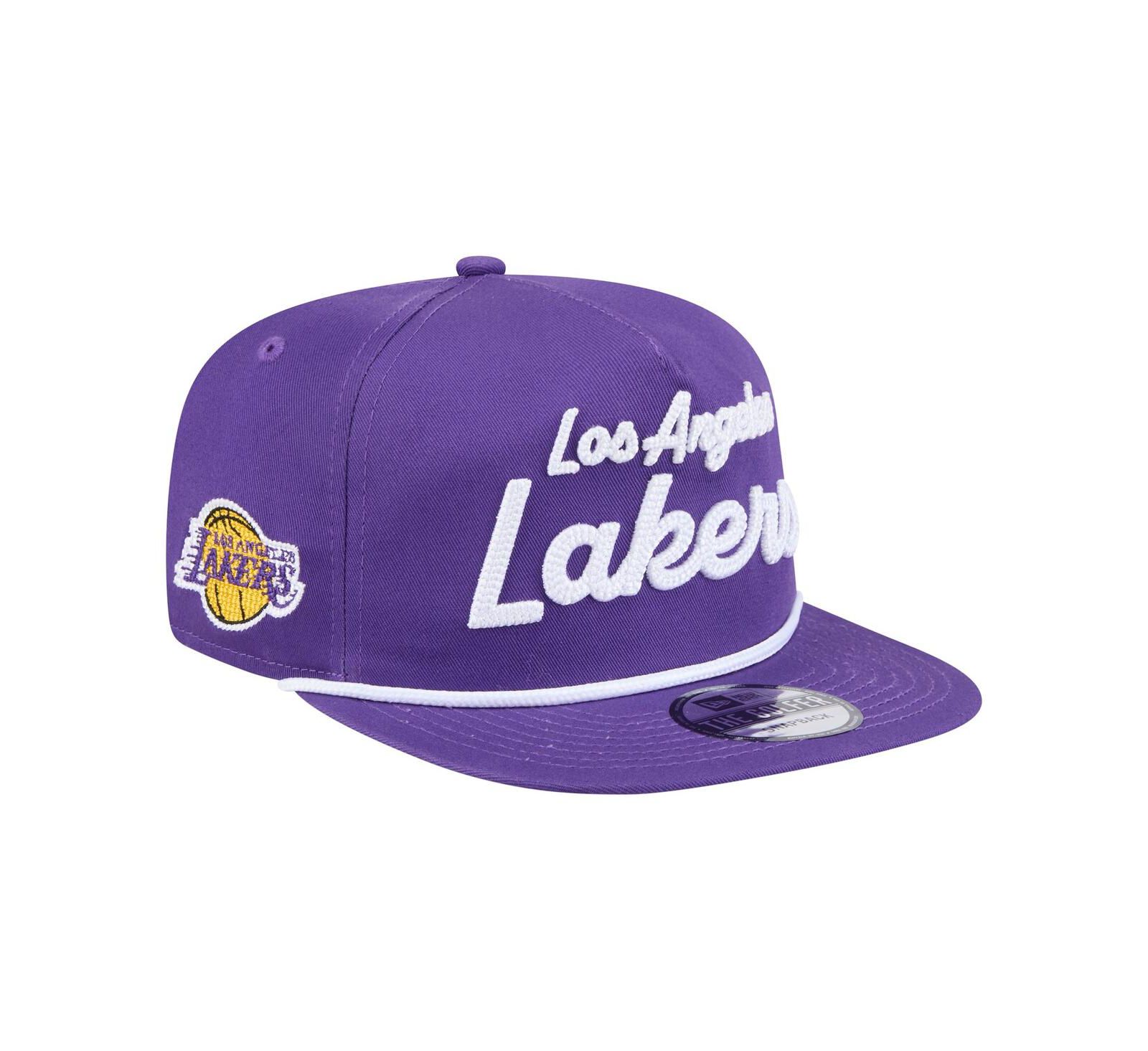 New Era Men's Purple Los Angeles Lakers Team Text Golfer Snapback Hat