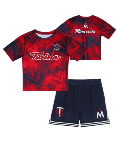 Комплект из футболки и шорт Outerstuff Toddler Red/Navy Minnesota Twins Pinch Hitter Infielder
