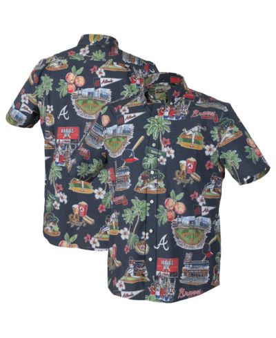 Мужская рубашка Reyn Spooner Navy Atlanta Braves Performance Button-Up
