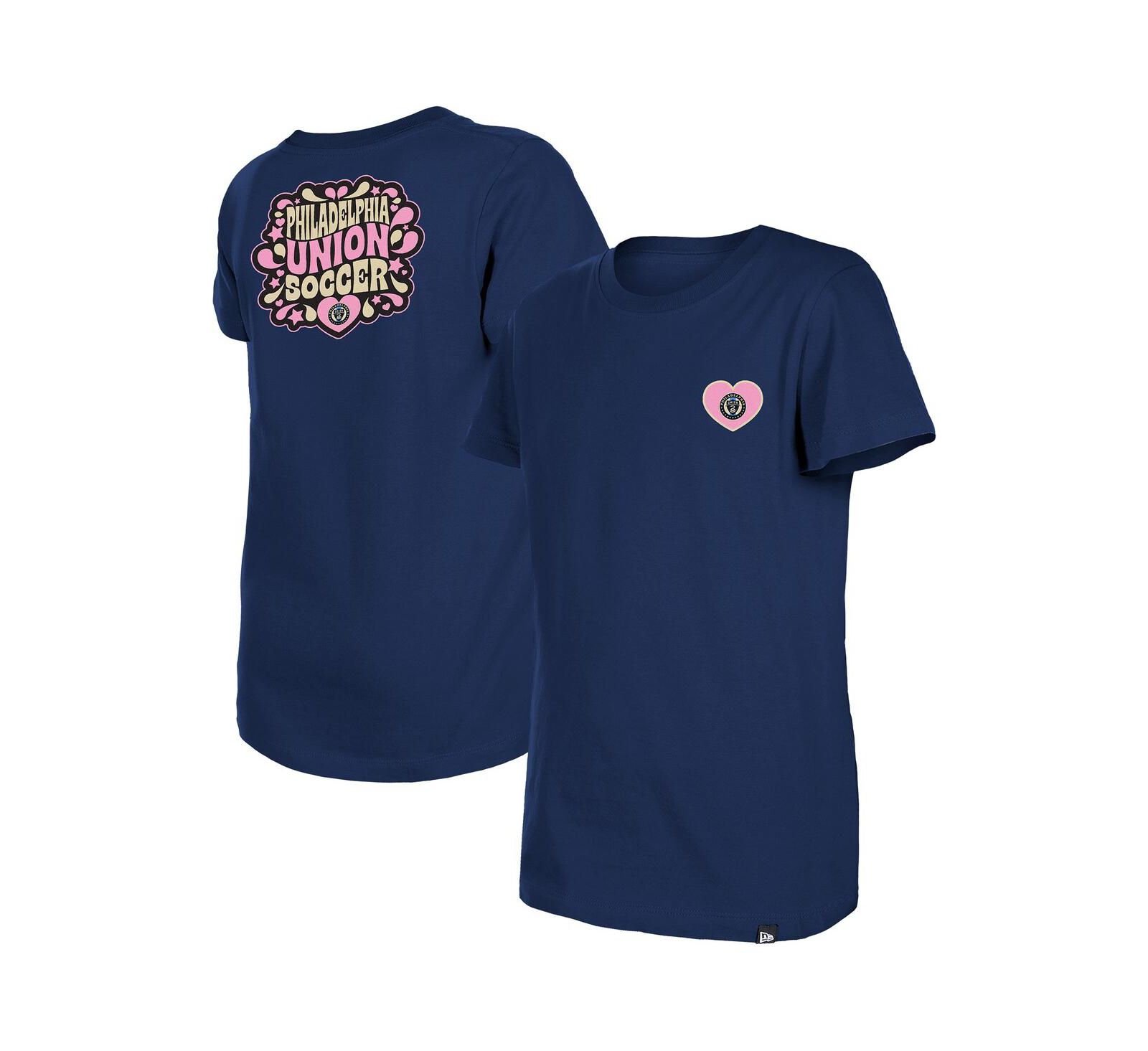 New Era Футболка Big Girls Philadelphia Union Bubble Heart, темно-синяя