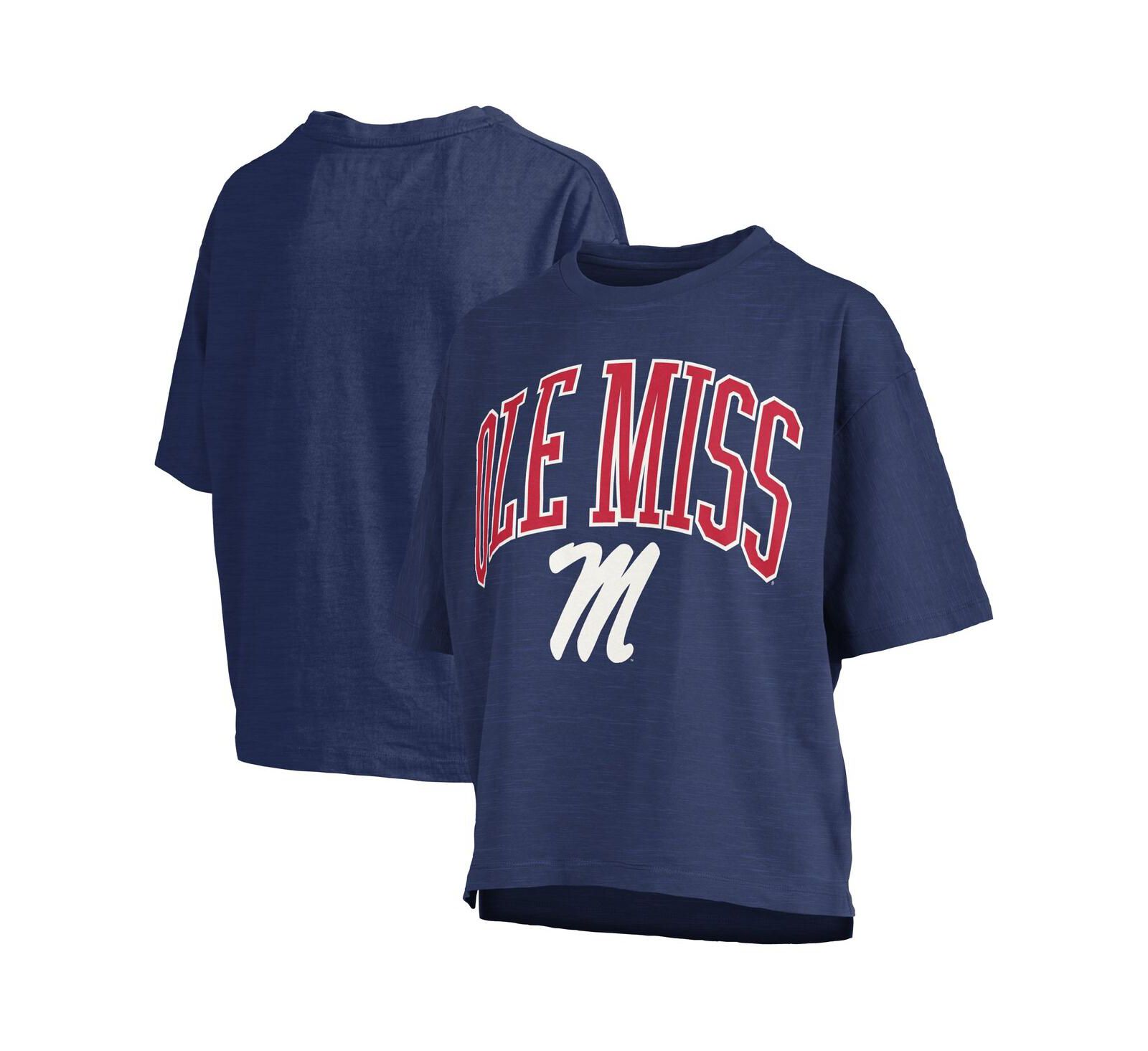 Женская футболка Pressbox Navy Ole Miss Rebels Nelson Arch Over Logo Oversized Slub
