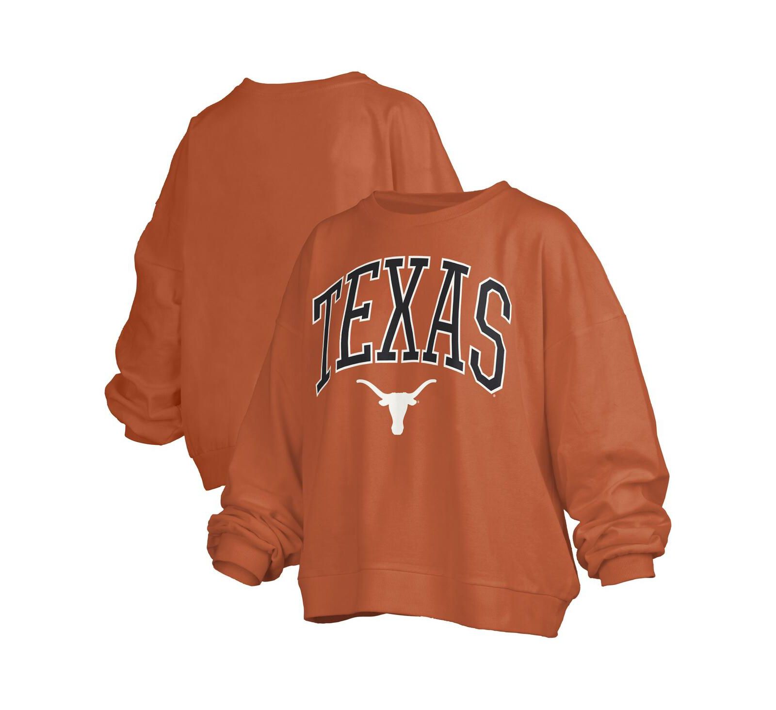 Женский укороченный свитшот Pressbox Texas Longhorns Janise Arch Over Logo Oversized