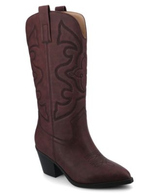 Journee Collection Women's Chantry Wide Calf Western Mid Shaft Boots