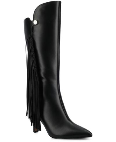 Journee Collection Women's Dolly Fringe Knee High Dress Boots