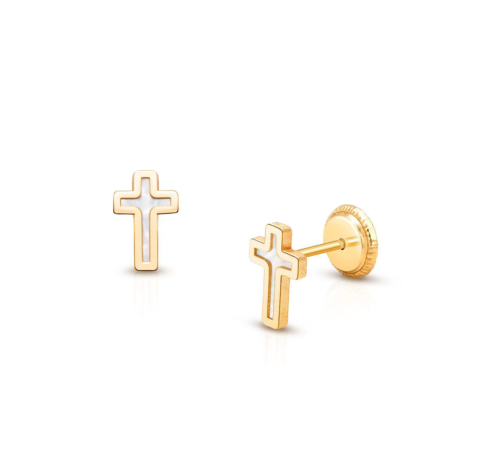 Tiny Blessings серьги-гвоздики с крестом из золота 14K