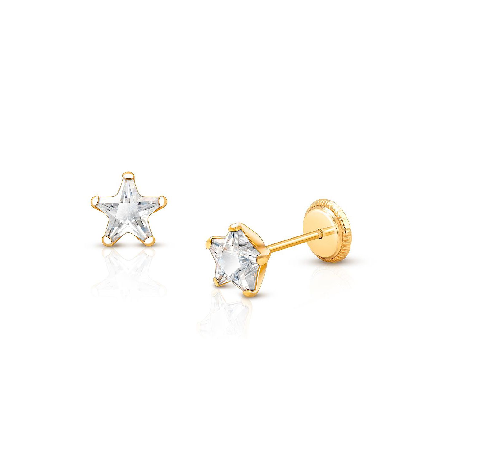 Tiny Blessings 14K Gold Shining Star Stud Screw Back Earrings