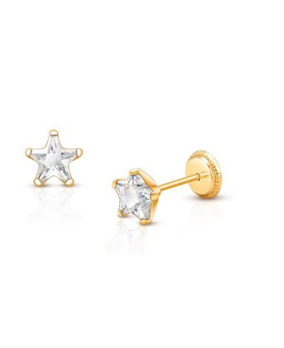 Tiny Blessings 14K Gold Shining Star Stud Screw Back Earrings