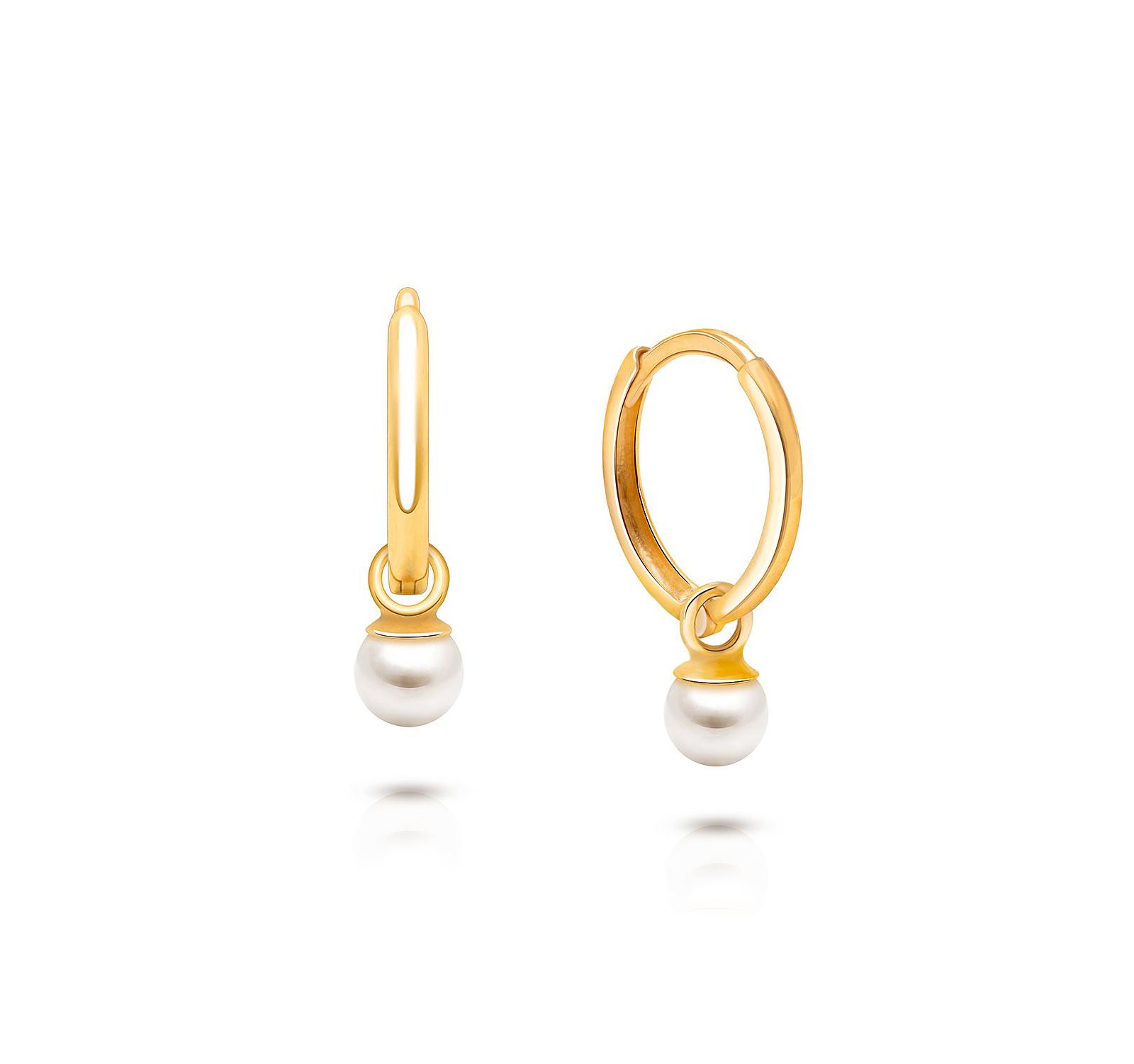 Серьги Tiny Blessings 14K Gold Pearl Drop Classic Huggie Hoop