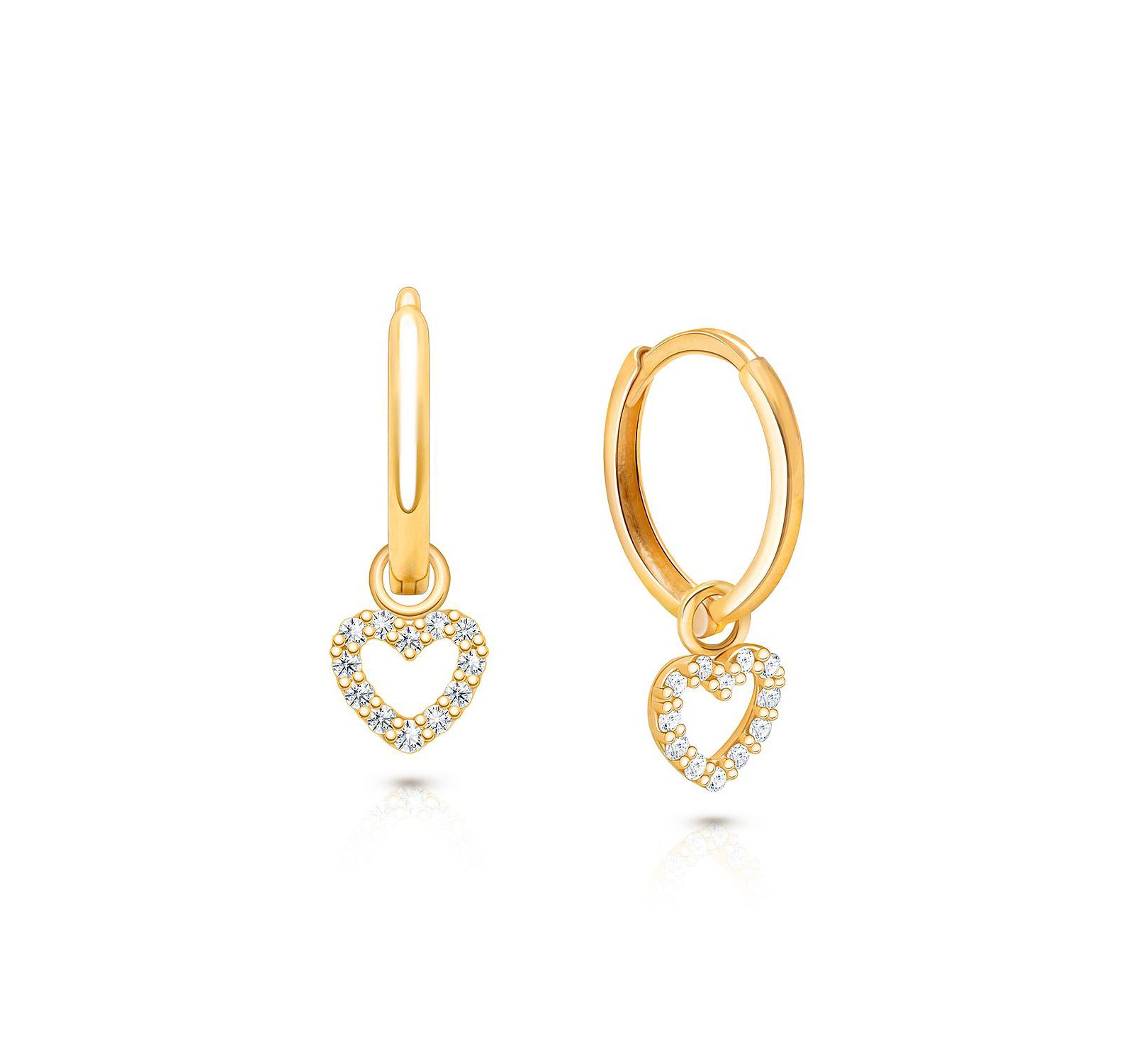 Серьги-кольцо Tiny Blessings 14K Gold Pave Heart Drop