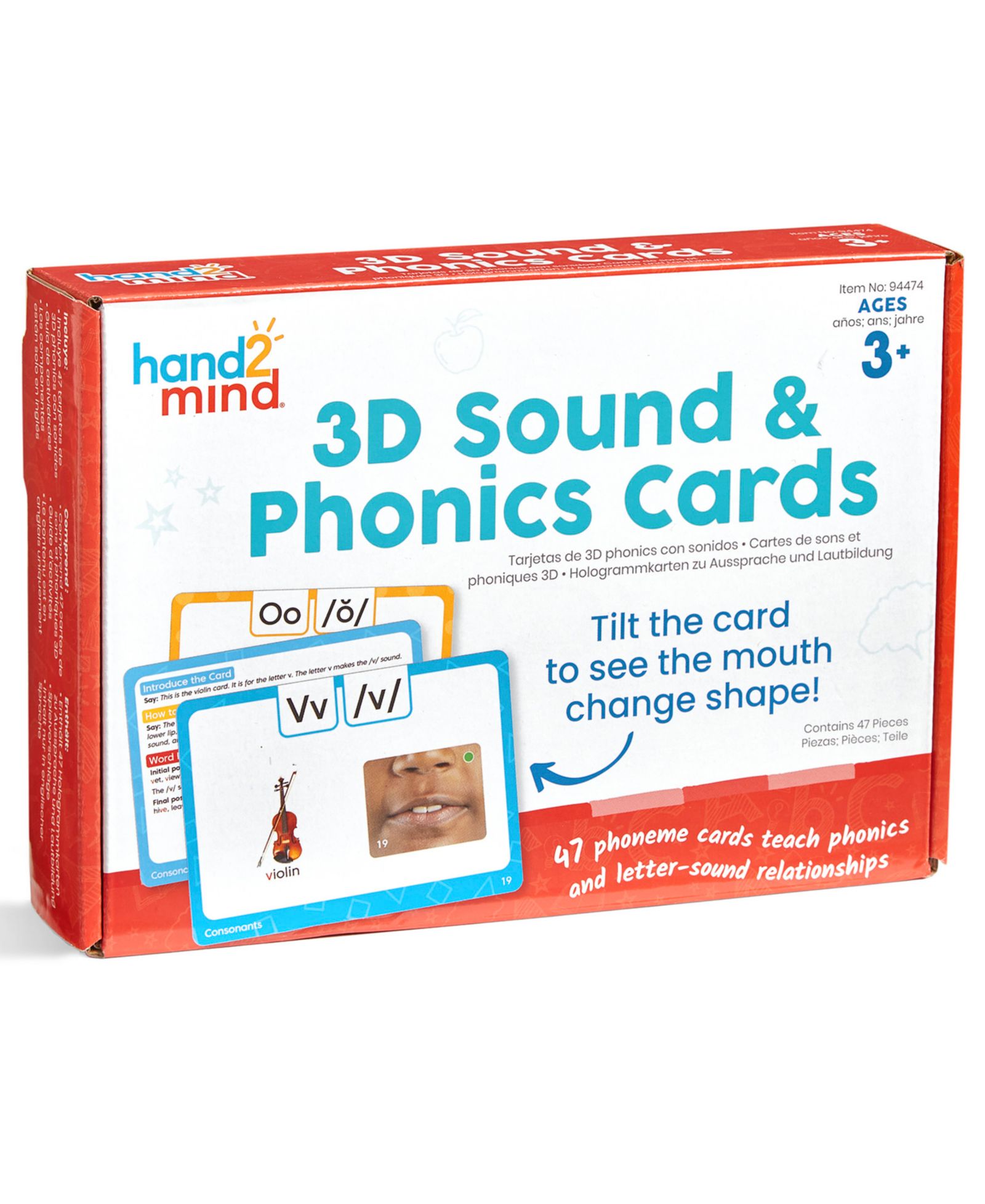 Hand2mind 3D Sound and Phonics Cards Articulation 47-Piece Flash Card Set, Ages 3+