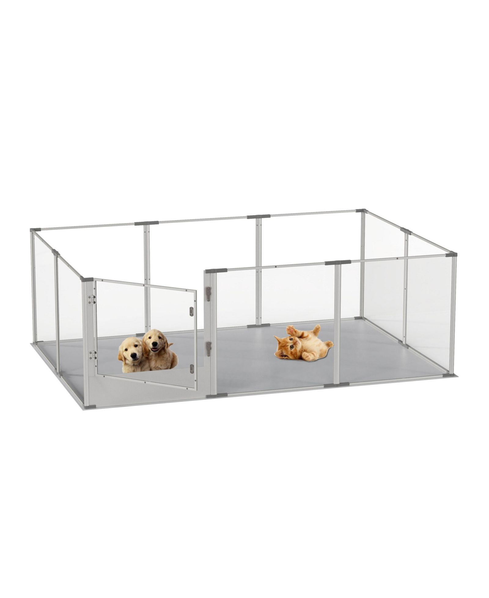 BINGOPAW Transparent Pet Pen with Mat for Dog/Cat/Rabbit Litter Box