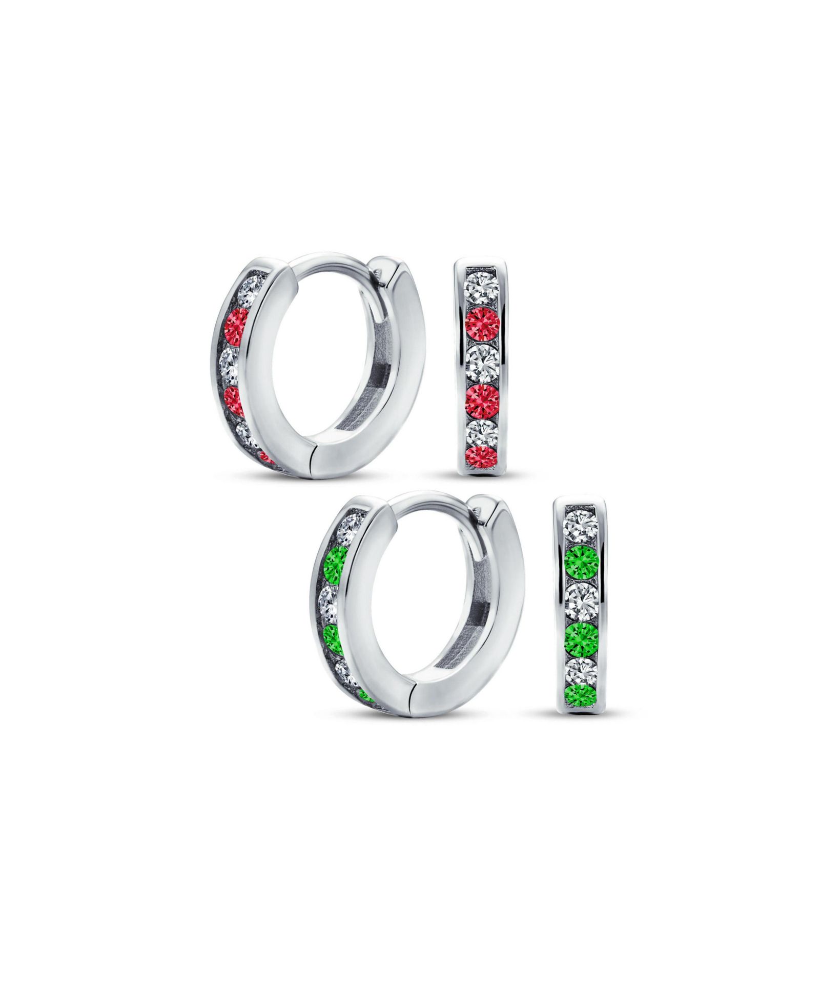 Серьги-кольца Bling Jewelry с синими и черными камнями CZ из стерлингового серебра