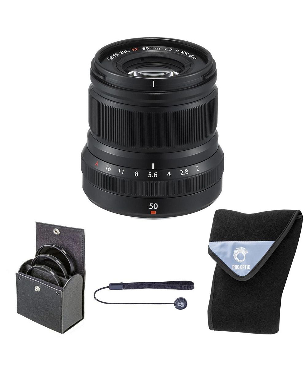 Fujifilm XF 50mm f/2 WR Lens, Bundle with 46mm Digital Essentials Filter Kit and 19x19" Lens Wrap