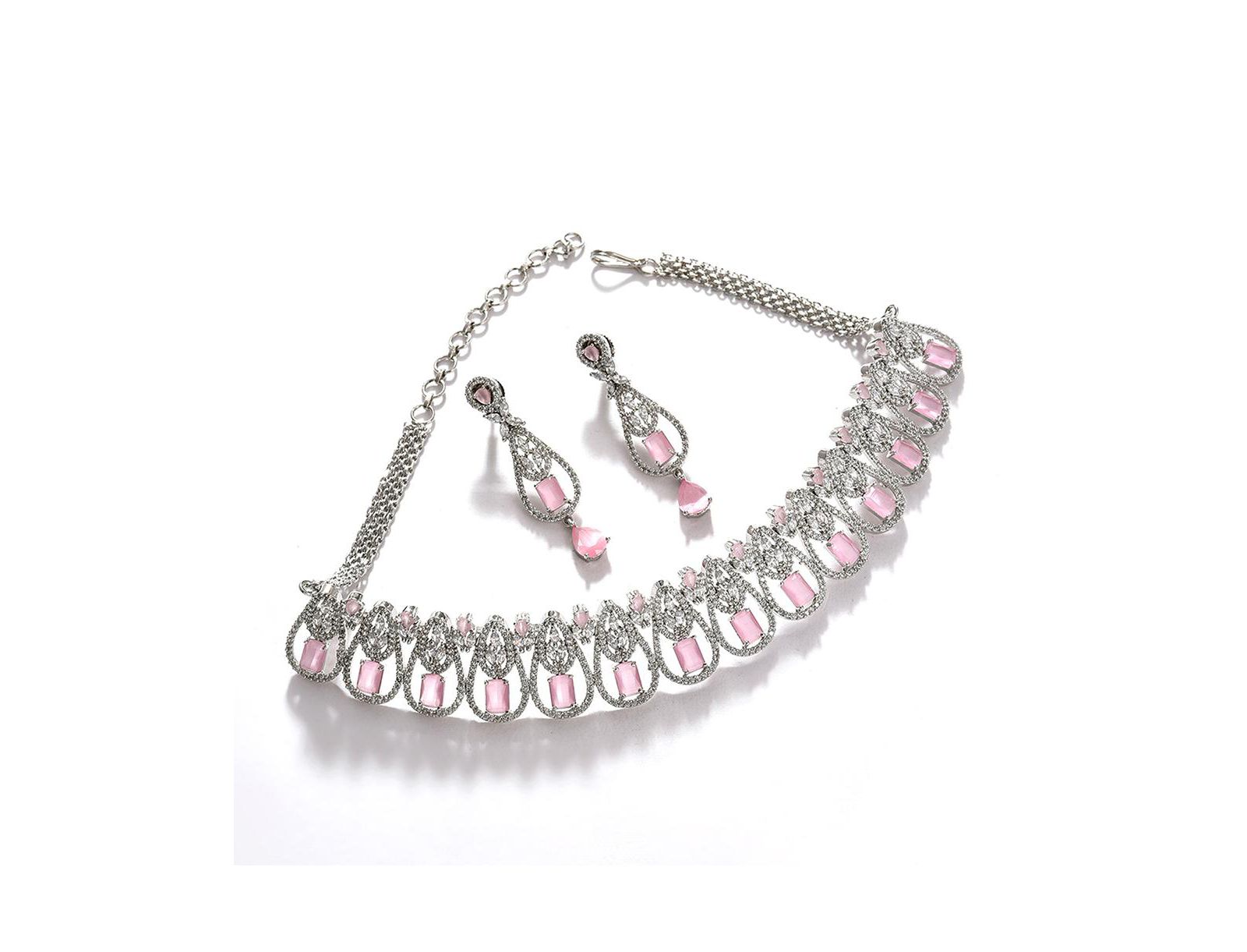 SOHI Silver-Plated Designer Jewelry 2-Piece Set