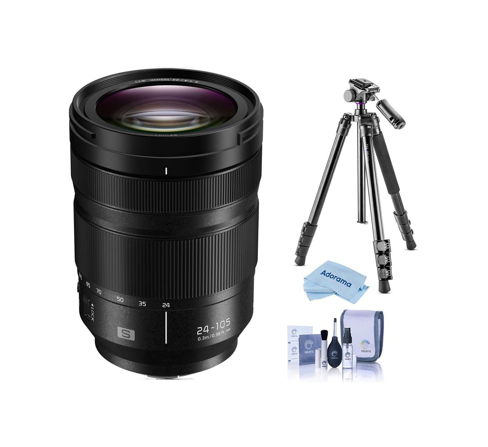 Panasonic LUMIX S 24-105mm f/4 O.I.S. Объектив для L Mount, комплект с штативом Takama и набором для чистки