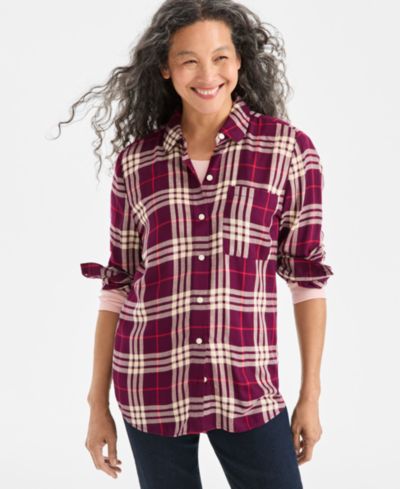Style & Co Women's Plaid Button-Up Perfect Shirt, Macy's Exclusive