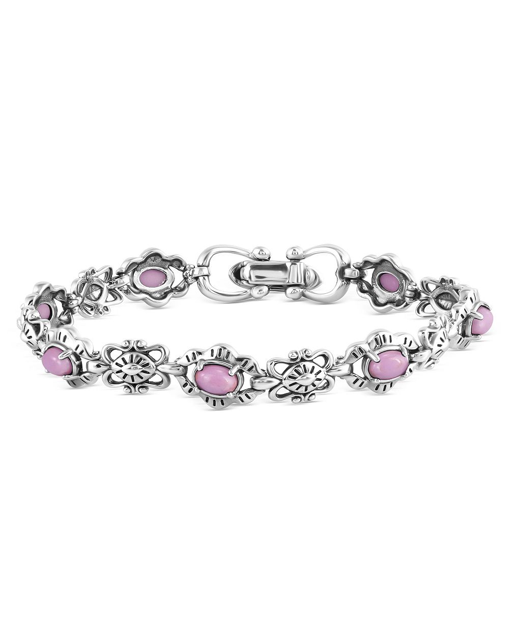 Sterling Silver Phosphosiderite Concha Link Bracelet, Size Large