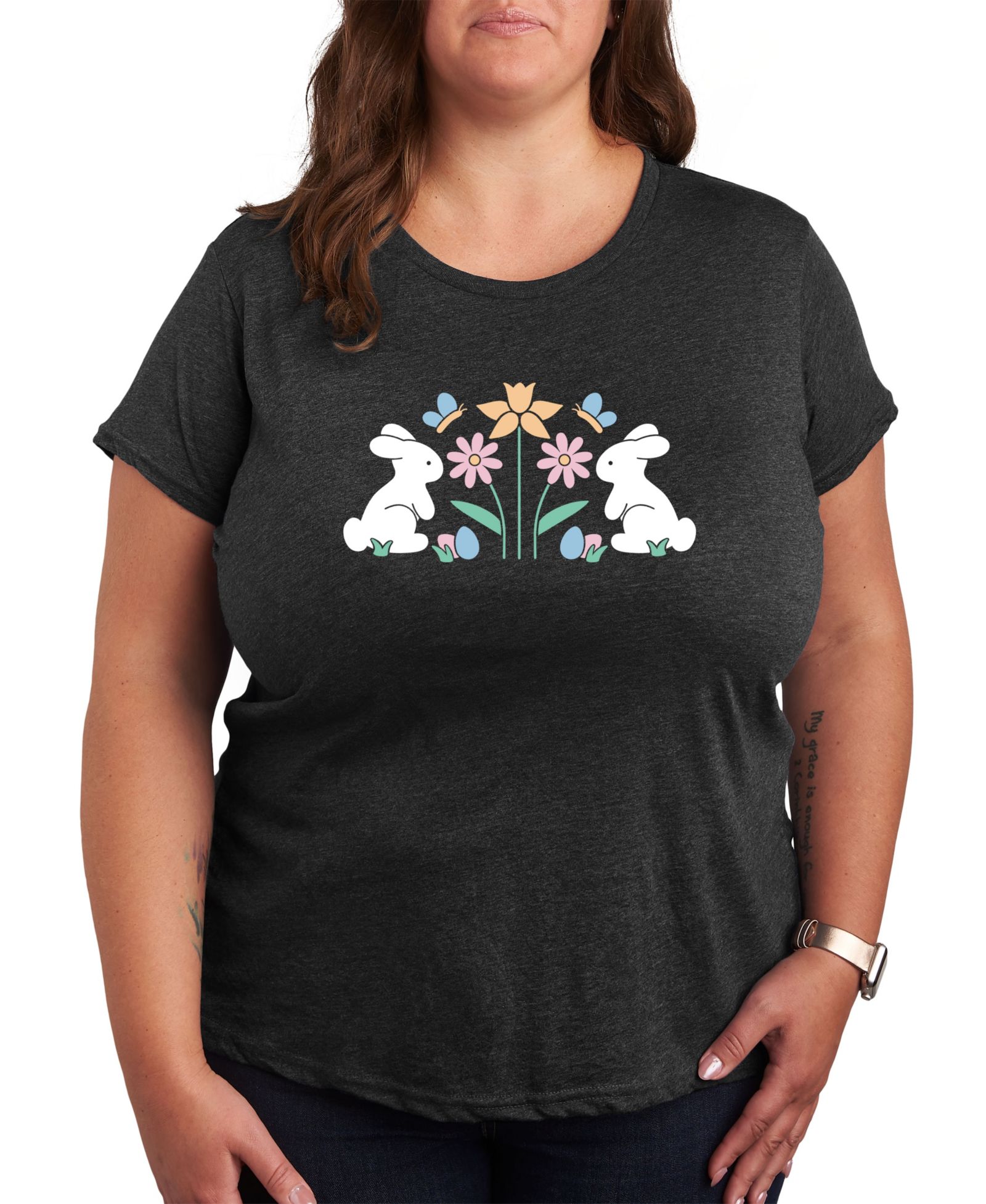 Женская футболка Hybrid Apparel Plus Size Bunny Easter Graphic Crew Neck