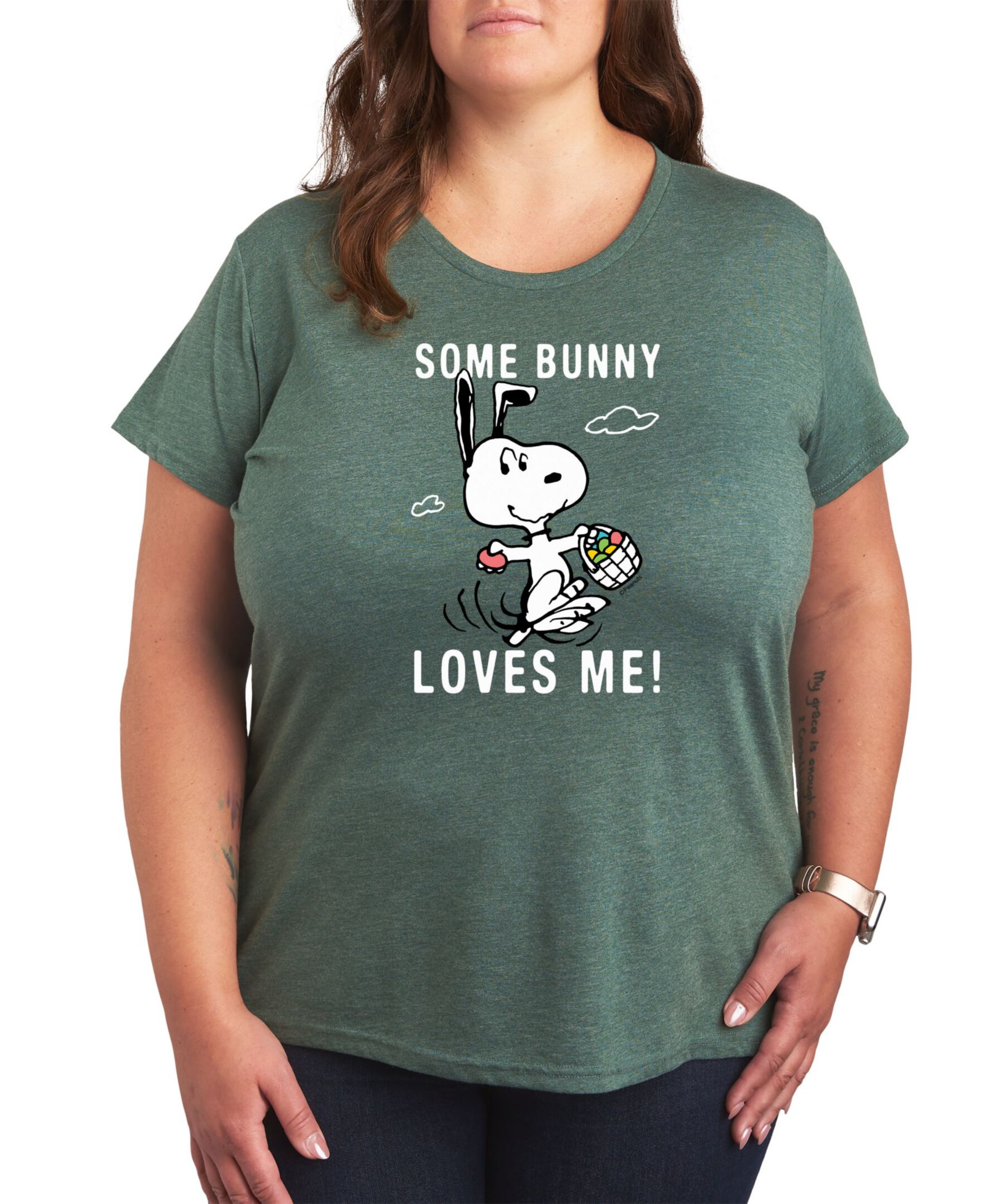 Hybrid Apparel Plus Size Peanuts Some Bunny Loves Me Easter Graphic T-Shirt