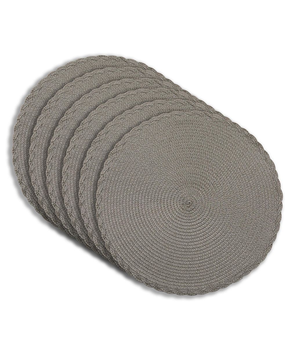 Dainty Home Braided 15" Round Woven Placemats Set of 6 - Durable, Reversible and Non-Slip Table Mats