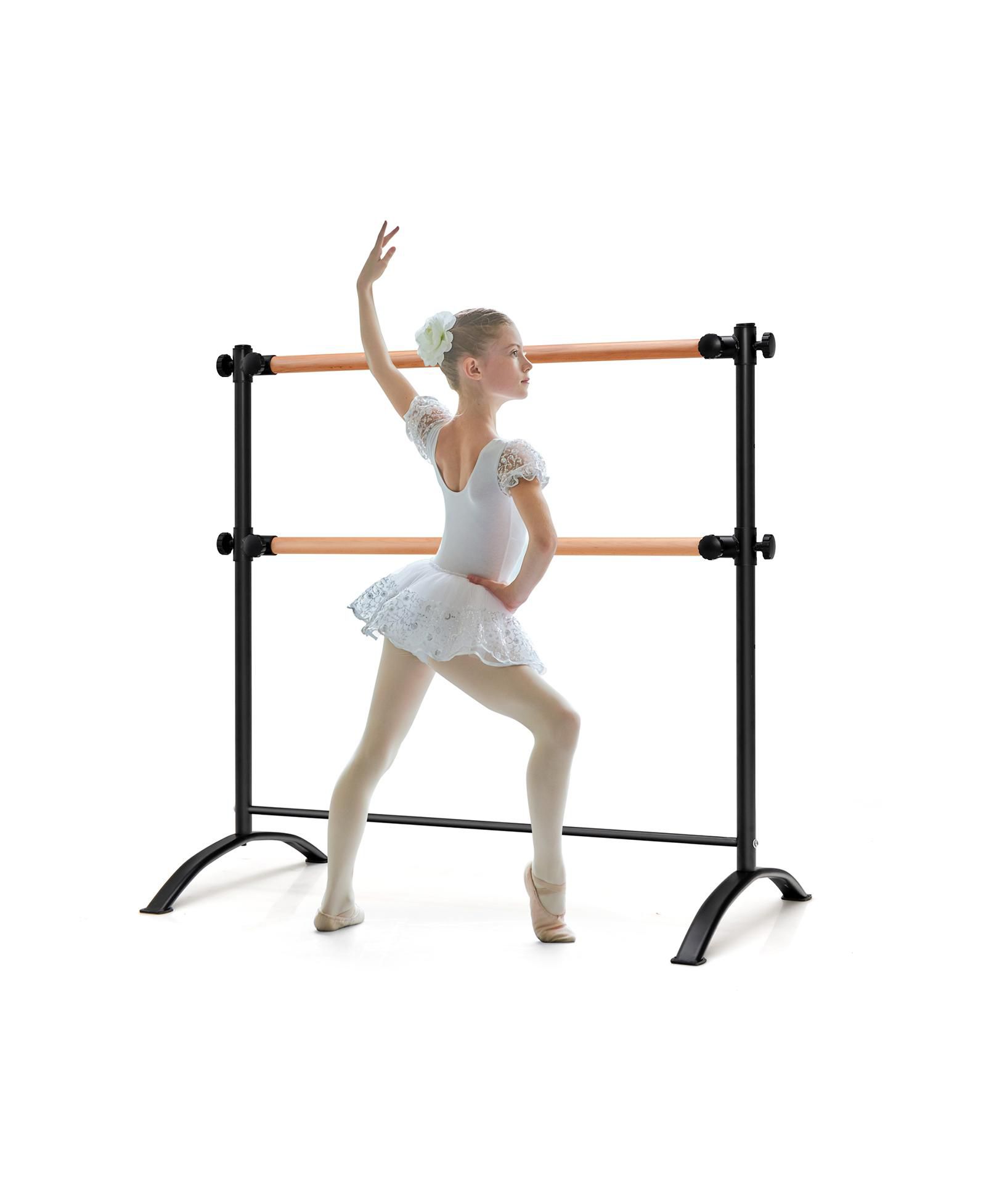 Portable Freestanding Double Ballet Barre for Home Dance and Stretching