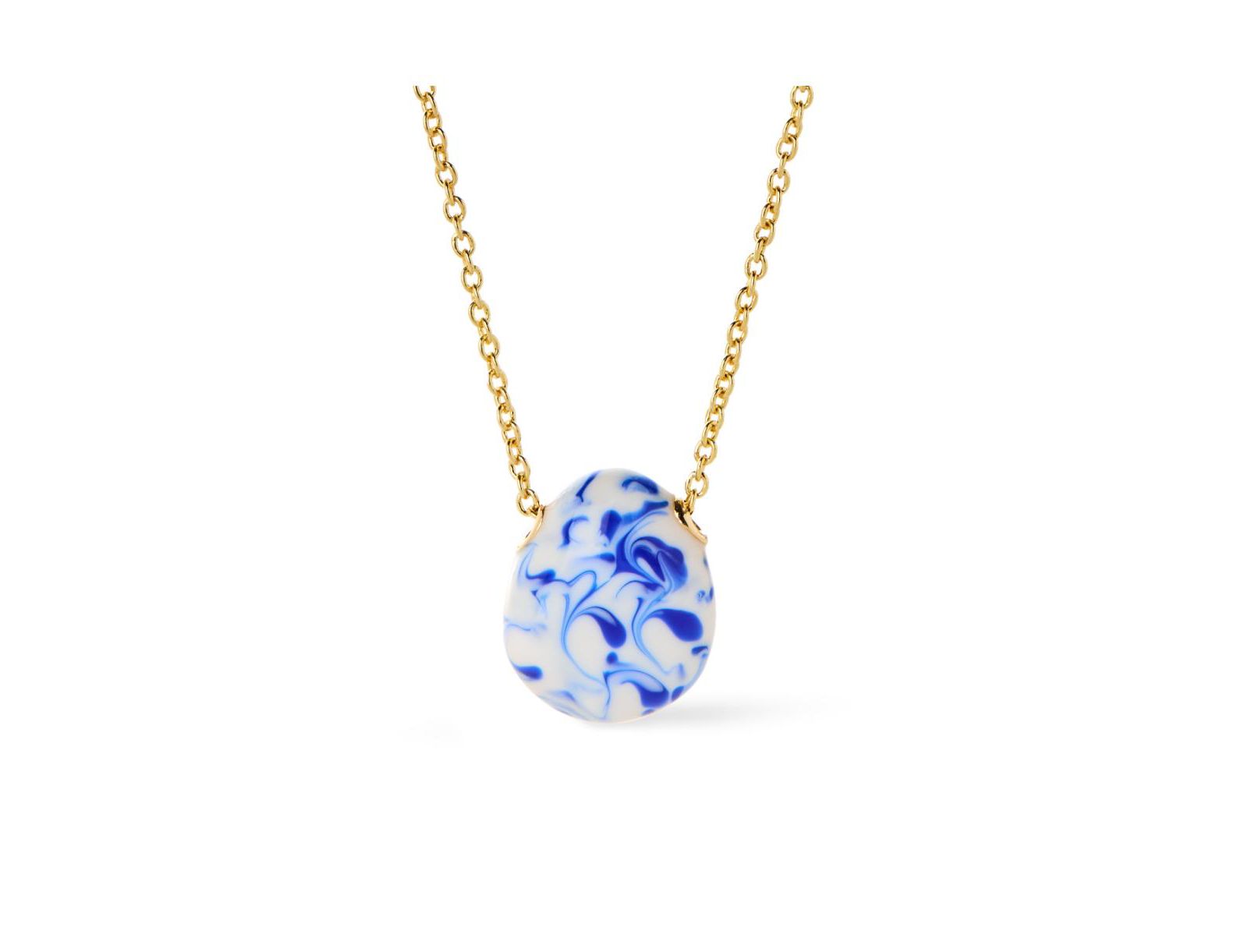 Ana Luisa Pebble Mini Blue Marble 14K Gold-Plated Statement Necklace