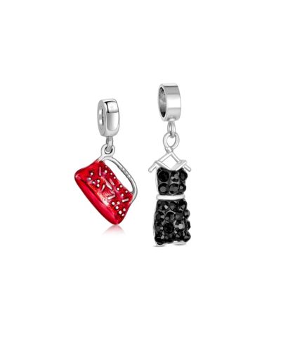 Подвеска Bling Jewelry Sterling Silver Crystal Little Black Dress and Red Purse