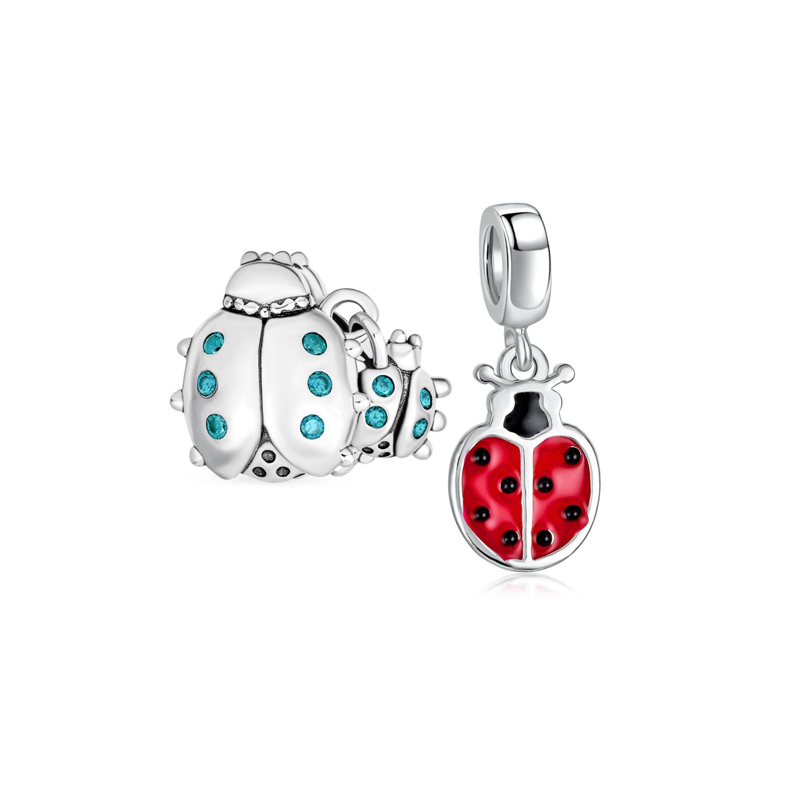 Подвеска Bling Jewelry .925 Sterling Silver Ladybug Red CZ