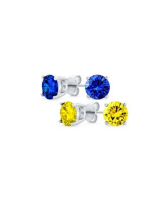 Серьги Bling Jewelry Set of 2 Round Multi Color CZ Stud Earrings Sterling Silver