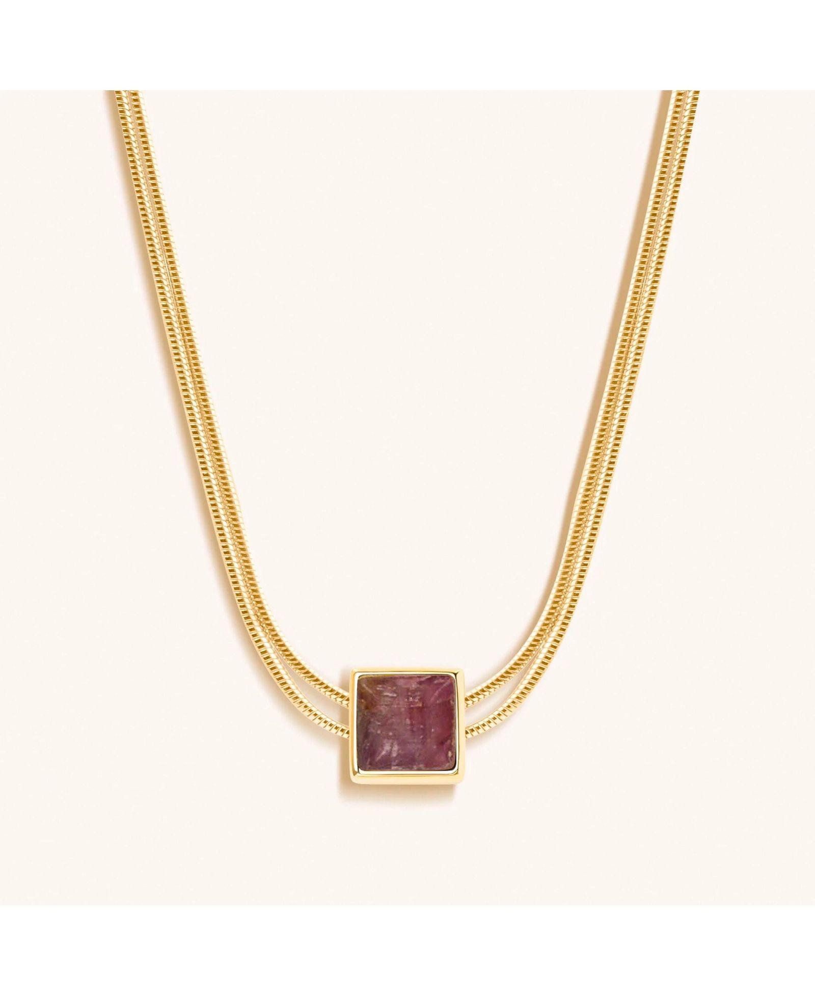 Karma and Luck Pink Tourmaline Gold Evil Eye October Birthstone Necklace