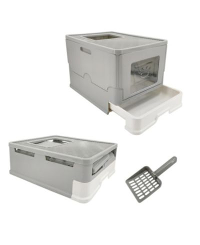 BINGOPAW Front Entry Cat Litter Box with Scoop & Odor Control Tray