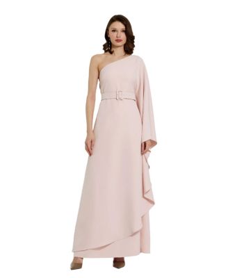 Женское платье-кафтан Mac Duggal из крепа с одним рукавом и поясом