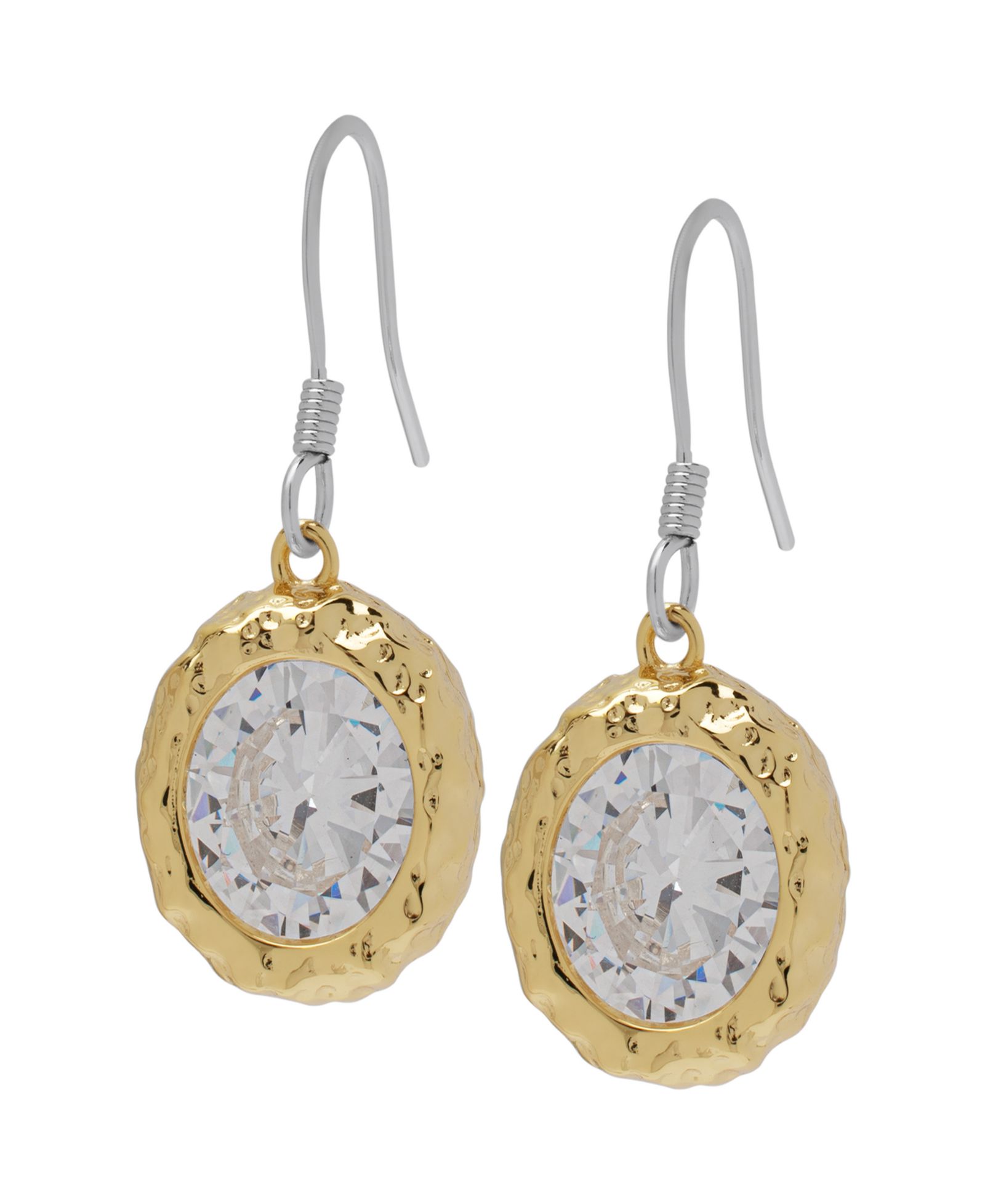 Серьги с кубическим цирконием, круглые, с золотым напылением 14K