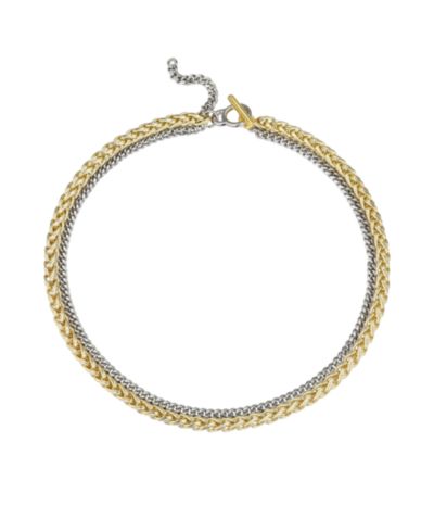 Золотая цепочка Two-Tone Textured 14K Gold Plate ожерелье