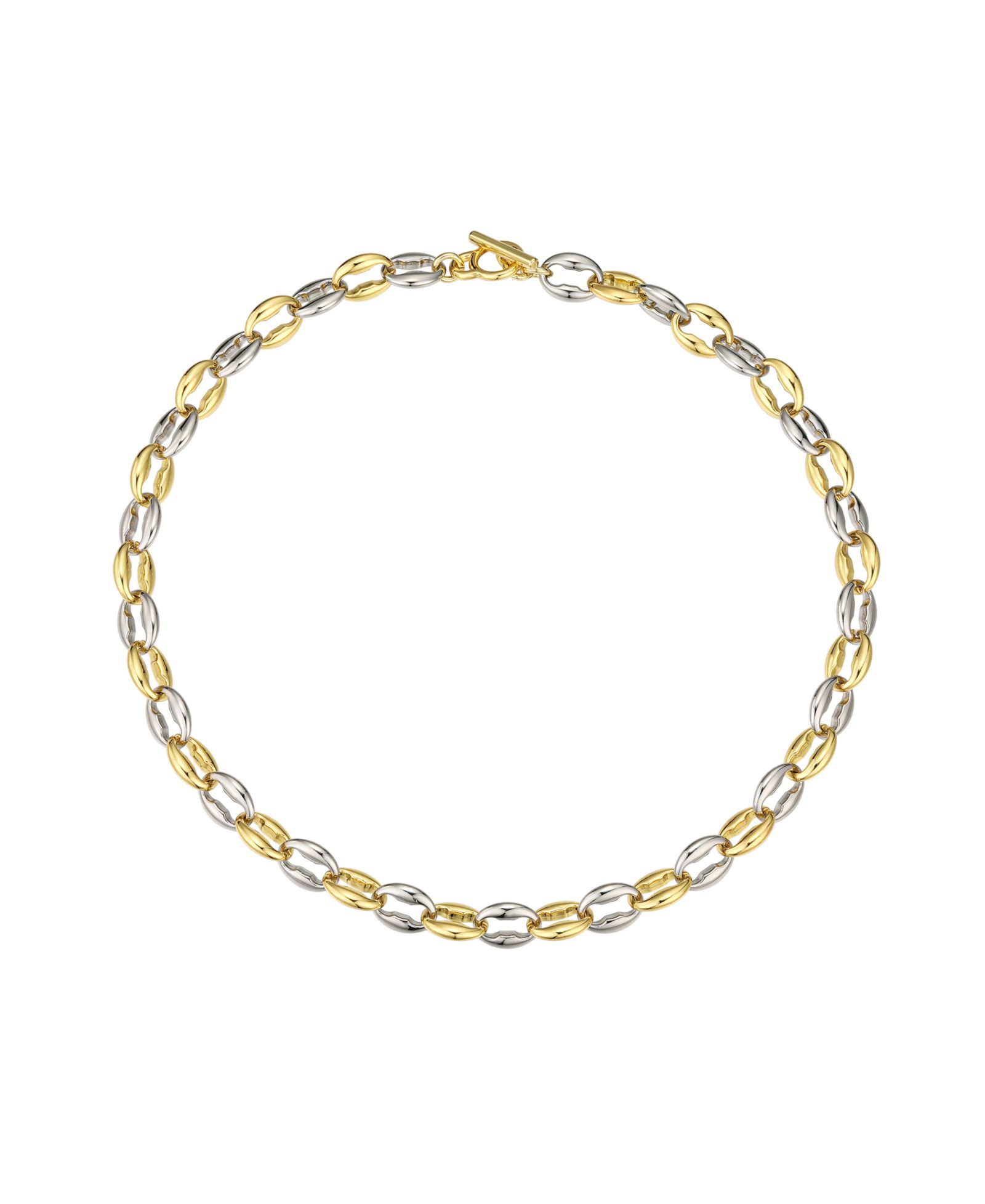 Macy's Ожерелье с текстурированной двухцветной цепочкой 14K Gold Plate