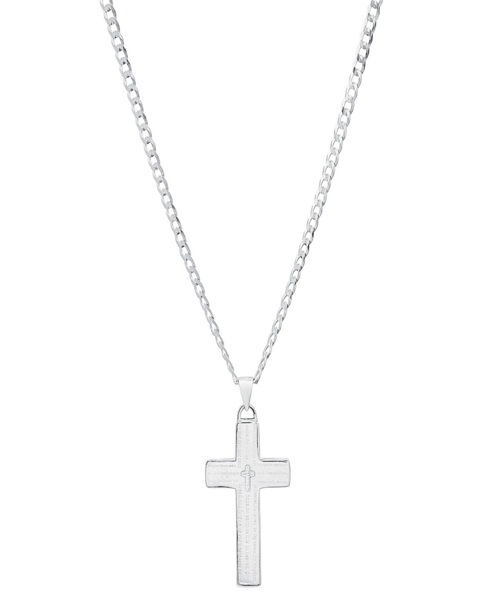 Колье Steeltime Unisex Cuban Superflat Chain and Lord's Prayer Cross Pendant
