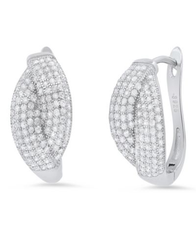 Steeltime Women's Sterling Silver and Simulated Diamonds Braid Hoops Earrings